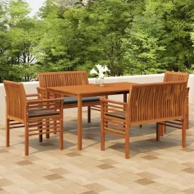 Set comedor de jardín 5 pzas y cojines madera maciza de acacia von , Gartensets - Ref: Foro24-3120460, Preis: 749,89 €, Rabat...
