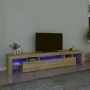 Mueble de TV con luces LED roble Sonoma 215x36,5x40 cm von , TV-Möbel - Ref: Foro24-3152796, Preis: 151,96 €, Rabatt: %