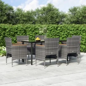 Juego de comedor de jardín 7 piezas con cojines gris y negro von , Gartensets - Ref: Foro24-3156637, Preis: 502,94 €, Rabatt: %