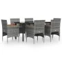 Juego de comedor de jardín 7 piezas con cojines gris y negro by , Garden sets - Ref: Foro24-3156637, Price: 495,93 €, Discoun...