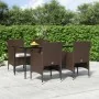 Juego de comedor de jardín 5 piezas con cojines marrón y negro de , Conjuntos de jardín - Ref: Foro24-3156628, Precio: 405,96...