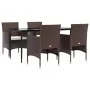 Juego de comedor de jardín 5 piezas con cojines marrón y negro de , Conjuntos de jardín - Ref: Foro24-3156628, Precio: 405,96...