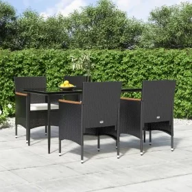 Juego de comedor de jardín 5 piezas con cojines negro by , Garden sets - Ref: Foro24-3156640, Price: 372,32 €, Discount: %