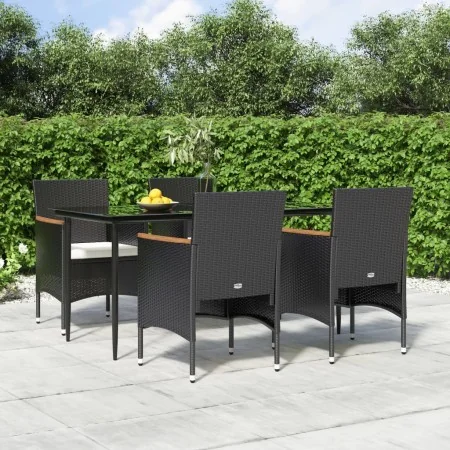 Juego de comedor de jardín 5 piezas con cojines negro von , Gartensets - Ref: Foro24-3156640, Preis: 382,98 €, Rabatt: %