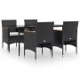 Juego de comedor de jardín 5 piezas con cojines negro von , Gartensets - Ref: Foro24-3156640, Preis: 382,98 €, Rabatt: %