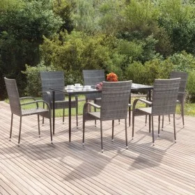 Juego de comedor de jardín 7 piezas ratán sintético gris by , Garden sets - Ref: Foro24-3156677, Price: 395,46 €, Discount: %