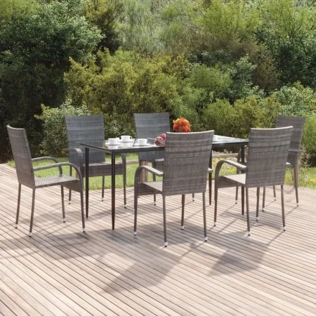 Juego de comedor de jardín 7 piezas ratán sintético gris von , Gartensets - Ref: Foro24-3156677, Preis: 396,02 €, Rabatt: %
