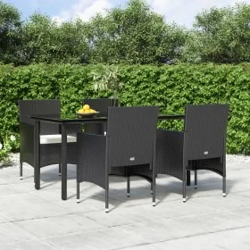 Juego de comedor de jardín 5 piezas con cojines negro by , Garden sets - Ref: Foro24-3156600, Price: 387,45 €, Discount: %