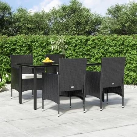 Juego de comedor de jardín 5 piezas con cojines negro by , Garden sets - Ref: Foro24-3156600, Price: 373,26 €, Discount: %
