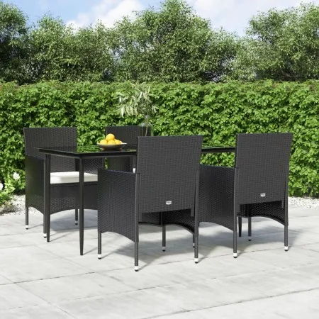 Juego de comedor de jardín 5 piezas con cojines negro de , Conjuntos de jardín - Ref: Foro24-3156616, Precio: 389,97 €, Descu...