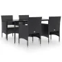 Juego de comedor de jardín 5 piezas con cojines negro de , Conjuntos de jardín - Ref: Foro24-3156616, Precio: 389,97 €, Descu...