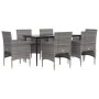 Juego de comedor de jardín 7 piezas con cojines gris y negro de , Conjuntos de jardín - Ref: Foro24-3156621, Precio: 523,36 €...
