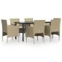 Juego de comedor de jardín 7 piezas con cojines beige y negro von , Gartensets - Ref: Foro24-3156609, Preis: 537,72 €, Rabatt: %