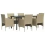 Juego de comedor de jardín 7 piezas con cojines beige y negro von , Gartensets - Ref: Foro24-3156609, Preis: 537,72 €, Rabatt: %