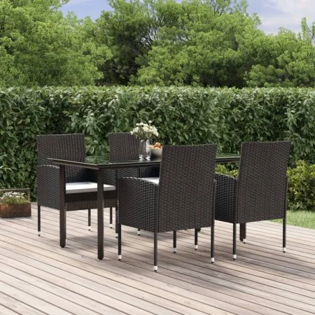 Set de muebles jardín 5 pzas con cojines ratán sintético negro de , Conjuntos de jardín - Ref: Foro24-3156766, Precio: 298,24...