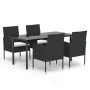 Set de muebles jardín 5 pzas con cojines ratán sintético negro de , Conjuntos de jardín - Ref: Foro24-3156766, Precio: 298,24...