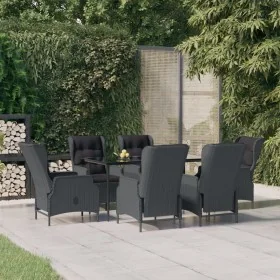 Set de comedor para jardín 7 piezas ratán sintético gris oscuro von , Gartensets - Ref: Foro24-3156803, Preis: 1,00 €, Rabatt: %