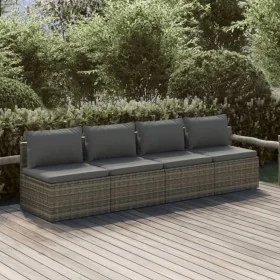 Set de muebles de jardín 4 pzas y cojines ratán sintético gris de , Conjuntos de jardín - Ref: Foro24-3157369, Precio: 348,24...