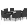 Set de comedor de jardín 7 pzas y cojines ratán sintético negro von , Gartensets - Ref: Foro24-3156779, Preis: 404,22 €, Raba...