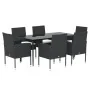 Set de comedor de jardín 7 pzas y cojines ratán sintético negro von , Gartensets - Ref: Foro24-3156779, Preis: 404,22 €, Raba...