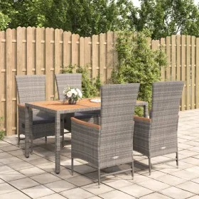 Set comedor de jardín 5 piezas con cojines ratán sintético gris by , Garden sets - Ref: Foro24-3157549, Price: 675,91 €, Disc...