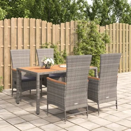 Set comedor de jardín 5 piezas con cojines ratán sintético gris von , Gartensets - Ref: Foro24-3157549, Preis: 675,76 €, Raba...