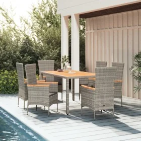 Set comedor jardín 7 pzas y cojines ratán sintético gris by , Garden sets - Ref: Foro24-3157540, Price: 689,86 €, Discount: %