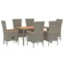 Set comedor jardín 7 pzas y cojines ratán sintético gris by , Garden sets - Ref: Foro24-3157540, Price: 689,71 €, Discount: %