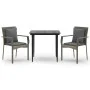 Set comedor jardín 3 pzas y cojines ratán sintético negro gris de , Conjuntos de jardín - Ref: Foro24-3185101, Precio: 204,67...