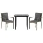 Set comedor jardín 3 pzas y cojines ratán sintético negro gris de , Conjuntos de jardín - Ref: Foro24-3185101, Precio: 204,67...