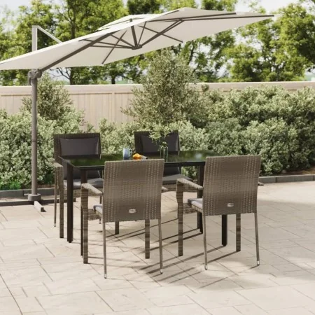 Set comedor jardín 5 pzas y cojines ratán sintético negro gris von , Gartensets - Ref: Foro24-3185115, Preis: 412,80 €, Rabat...
