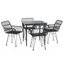 Juego de comedor de jardín 5 piezas ratán sintético negro by , Garden sets - Ref: Foro24-3157853, Price: 355,68 €, Discount: %