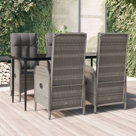 Set comedor jardín 5 pzas y cojines ratán sintético negro gris de , Conjuntos de jardín - Ref: Foro24-3185181, Precio: 743,69...