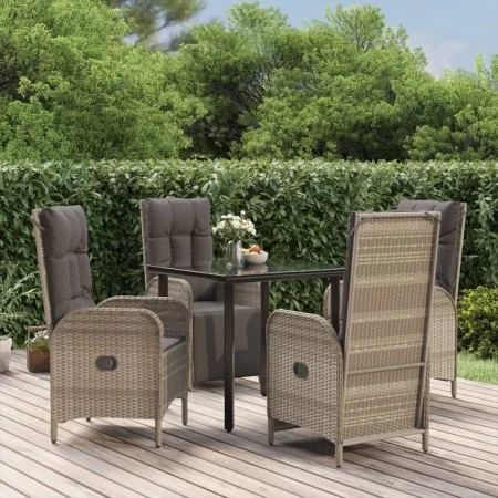 Set comedor jardín 5 pzas y cojines ratán sintético negro gris by , Garden sets - Ref: Foro24-3185205, Price: 683,40 €, Disco...