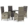 Set comedor jardín 5 pzas y cojines ratán sintético negro gris by , Garden sets - Ref: Foro24-3185205, Price: 683,40 €, Disco...