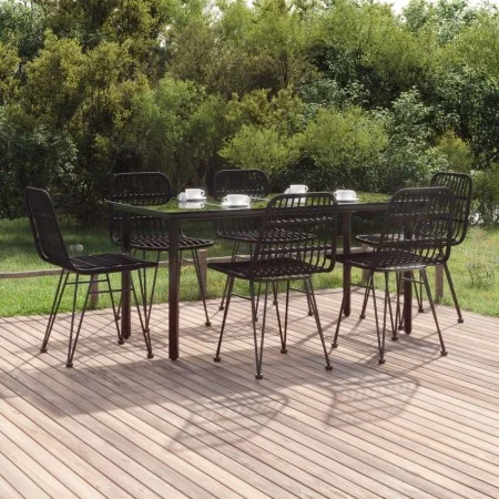Juego de comedor de jardín 7 piezas ratán sintético negro von , Gartensets - Ref: Foro24-3157898, Preis: 552,29 €, Rabatt: %
