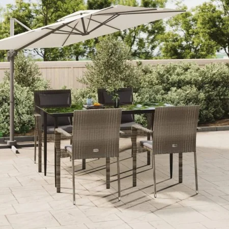 Set comedor jardín 5 pzas y cojines ratán sintético negro gris by , Garden sets - Ref: Foro24-3185103, Price: 396,65 €, Disco...