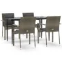 Set comedor jardín 5 pzas y cojines ratán sintético negro gris by , Garden sets - Ref: Foro24-3185103, Price: 396,65 €, Disco...