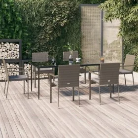 Set comedor jardín 7 pzas y cojines ratán sintético negro gris by , Garden sets - Ref: Foro24-3185129, Price: 492,94 €, Disco...