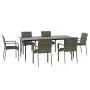 Set comedor jardín 7 pzas y cojines ratán sintético negro gris by , Garden sets - Ref: Foro24-3185129, Price: 492,94 €, Disco...
