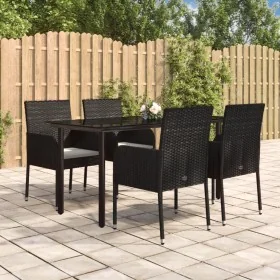 Set de muebles jardín 5 pzas con cojines ratán sintético negro by , Garden sets - Ref: Foro24-3185157, Price: 367,63 €, Disco...