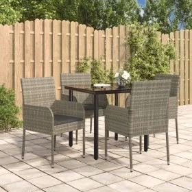 Set comedor jardín 5 pzas y cojines ratán sintético negro gris by , Garden sets - Ref: Foro24-3185162, Price: 301,30 €, Disco...
