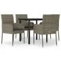 Set comedor jardín 5 pzas y cojines ratán sintético negro gris by , Garden sets - Ref: Foro24-3185162, Price: 301,30 €, Disco...