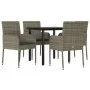 Set comedor jardín 5 pzas y cojines ratán sintético negro gris by , Garden sets - Ref: Foro24-3185162, Price: 301,30 €, Disco...