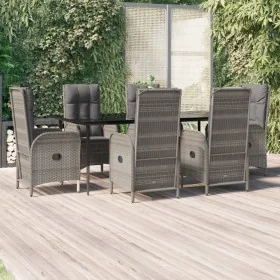 Set comedor jardín 7 pzas y cojines ratán sintético negro gris von , Gartensets - Ref: Foro24-3185183, Preis: 1,00 €, Rabatt: %