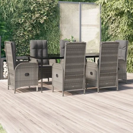 Set comedor jardín 7 pzas y cojines ratán sintético negro gris von , Gartensets - Ref: Foro24-3185183, Preis: 1,00 €, Rabatt: %