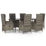 Set comedor jardín 7 pzas y cojines ratán sintético negro gris von , Gartensets - Ref: Foro24-3185183, Preis: 1,00 €, Rabatt: %