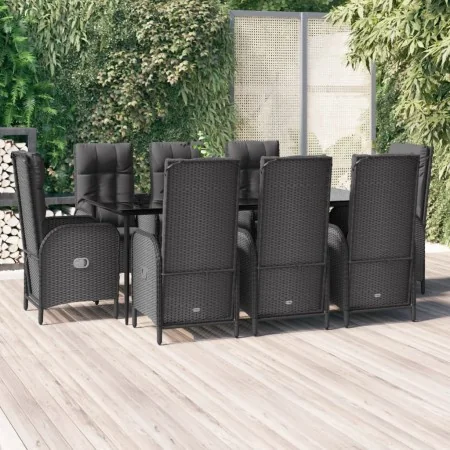 Set de comedor de jardín 9 pzas y cojines ratán sintético negro von , Gartensets - Ref: Foro24-3185174, Preis: 1,00 €, Rabatt: %
