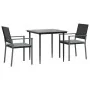 Juego comedor jardín 3 piezas y cojines ratán sintético y acero by , Garden sets - Ref: Foro24-3187001, Price: 200,50 €, Disc...