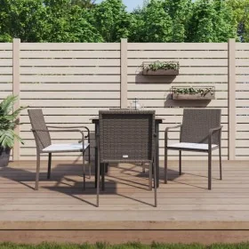 Juego comedor jardín 5 piezas y cojines ratán sintético y acero by , Garden sets - Ref: Foro24-3186954, Price: 274,52 €, Disc...